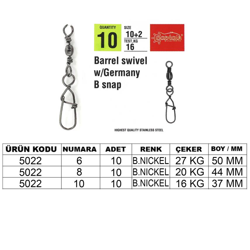 Captain 5022 Germany Klips 10'lu Paket Black Nikel - 1