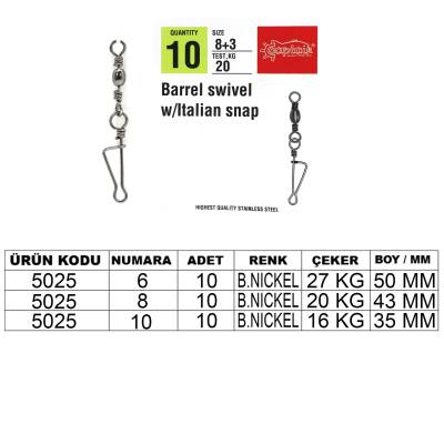 Captain 5025 İtalyan Klips 10'lu Paket Black Nikel - 1