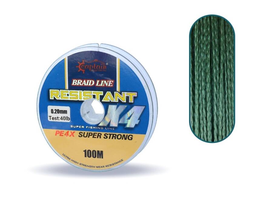 Captain Resistant PE 4 Kat İp Misina 100mt Yeşil - 12