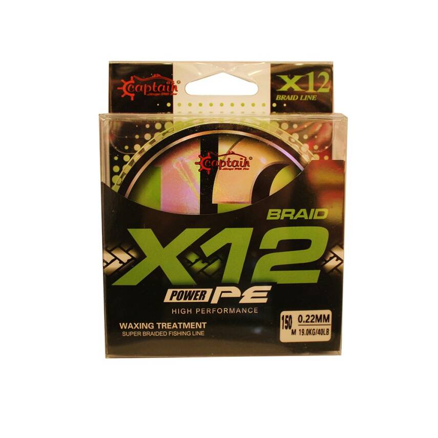 Captain X12 Power PE 12 Örgü Spin İp Misina 150mt Green White - 2