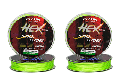 Fujin Hex Braid 8x 50mt Fluo Green PE İP Shock Leader - Fujin