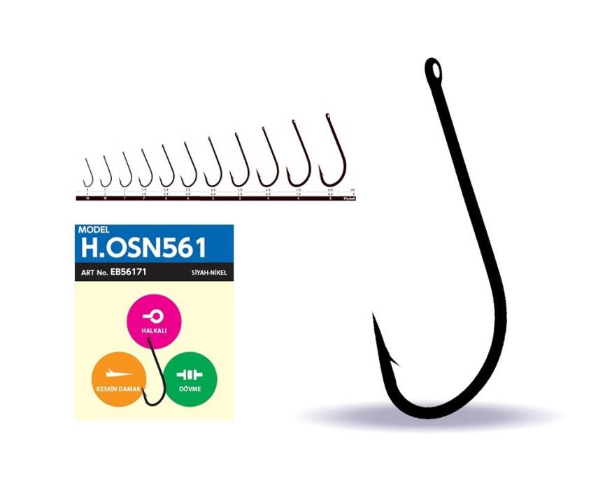Hayabusa HOSN 561 Delikli Uzun Pala Olta İğnesi Black Nikel - 7